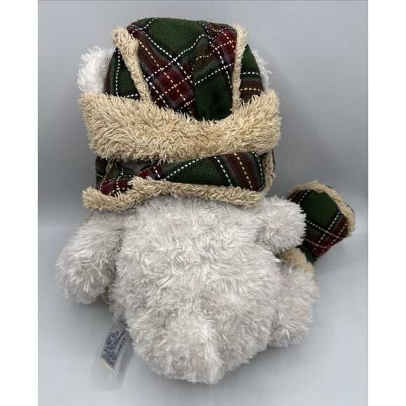 2011 Hugfun Int’l White/Green Teddy Bear Winter Hat Boots Scarf Plaid Holiday - Picture 10 of 16